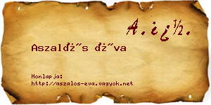 Aszalós Éva névjegykártya