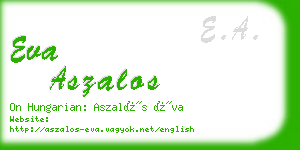eva aszalos business card
